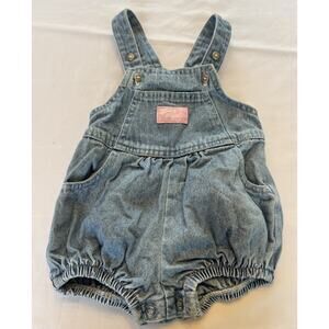 Vintage Oshkosh Girls 12 Months Denim Overalls Jean Bubble Romper Vestbak